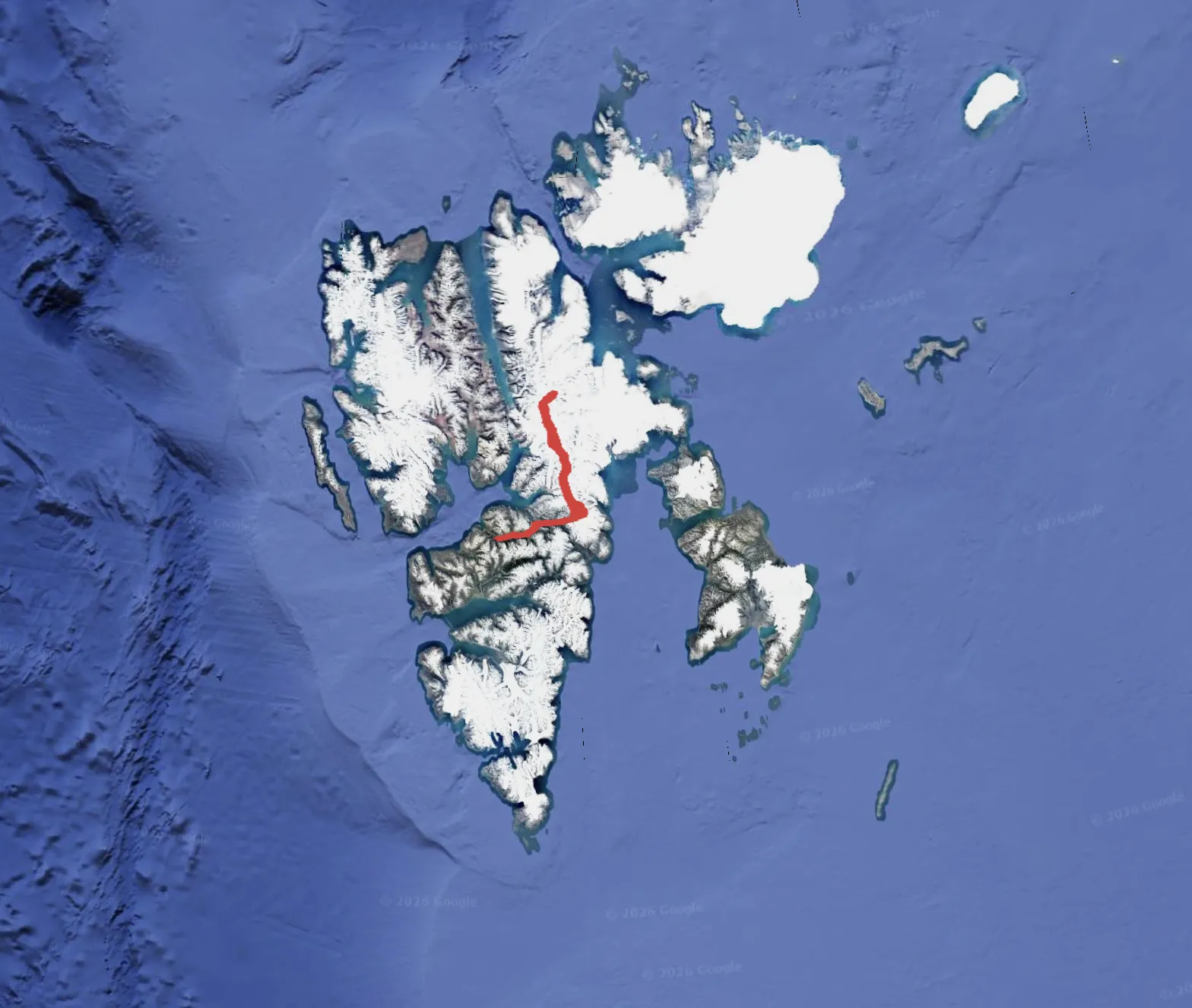 Carte de l’itinéraire Svalbard Axis
